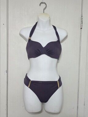 "Victoria Secret" Purple Swim Suit Set - Bra Size 34B + Panty Size Small/Medium